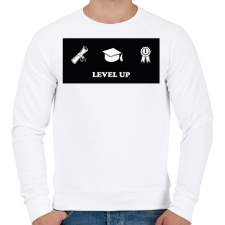 PRINTFASHION Level up - Diplomás minta - Férfi pulóver - Fehér férfi pulóver, kardigán