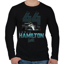 PRINTFASHION Lewis Hamilton - Férfi hosszú ujjú póló - Fekete férfi póló