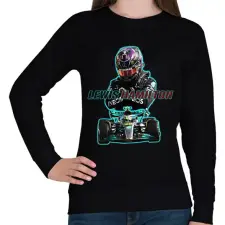 PRINTFASHION Lewis Hamilton - Női pulóver - Fekete női pulóver, kardigán