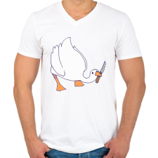 PRINTFASHION Liba késsel - Férfi V-nyakú póló - Fehér férfi póló