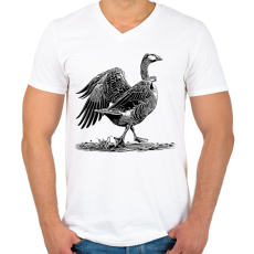 PRINTFASHION Liba rajz - Férfi V-nyakú póló - Fehér