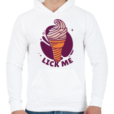 PRINTFASHION Lick me - Férfi kapucnis pulóver - Fehér férfi pulóver, kardigán