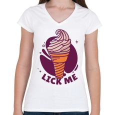 PRINTFASHION Lick me  - Női V-nyakú póló - Fehér
