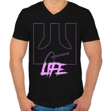 PRINTFASHION Life - Férfi V-nyakú póló - Fekete
