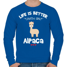 PRINTFASHION Life is better  - Férfi pulóver - Királykék