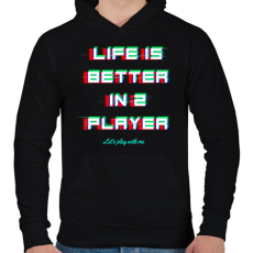 PRINTFASHION LIFE IS BETTER IN 2 PLAYER - Férfi kapucnis pulóver - Fekete