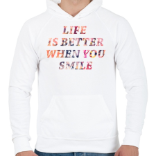 PRINTFASHION LIFE IS BETTER.png - Férfi kapucnis pulóver - Fehér férfi pulóver, kardigán