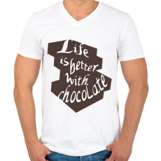 PRINTFASHION life is better with chocolate2 - Férfi V-nyakú póló - Fehér