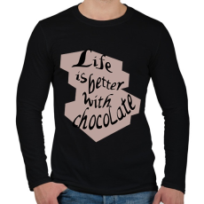 PRINTFASHION life is better with chocolate - Férfi hosszú ujjú póló - Fekete