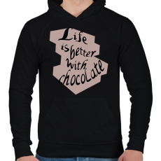 PRINTFASHION life is better with chocolate - Férfi kapucnis pulóver - Fekete