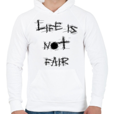 PRINTFASHION life is not fair - Férfi kapucnis pulóver - Fehér férfi pulóver, kardigán
