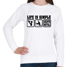 PRINTFASHION Life is simple Death Metal - Női pulóver - Fehér női pulóver, kardigán