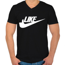 PRINTFASHION LIKE 2 - Férfi V-nyakú póló - Fekete férfi póló