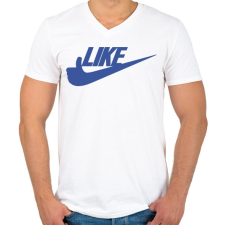 PRINTFASHION LIKE - Férfi V-nyakú póló - Fehér férfi póló