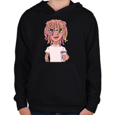 PRINTFASHION Lil Pump - Gyerek kapucnis pulóver - Fekete gyerek pulóver, kardigán
