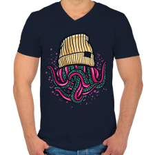 PRINTFASHION Lil Pump Octopus - Férfi V-nyakú póló - Sötétkék férfi póló