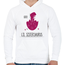 PRINTFASHION Lil Sistersaurus - Férfi kapucnis pulóver - Fehér férfi pulóver, kardigán