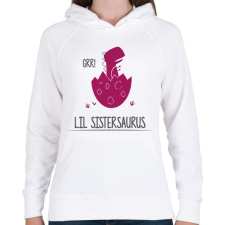 PRINTFASHION Lil Sistersaurus - Női kapucnis pulóver - Fehér női pulóver, kardigán