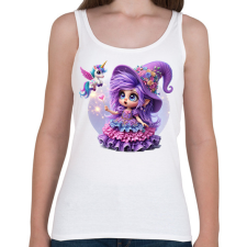 PRINTFASHION Lila boszorkány egyszarvúval - Női atléta - Fehér női trikó