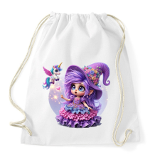 PRINTFASHION Lila boszorkány egyszarvúval - Sportzsák, Tornazsák - Fehér tornazsák