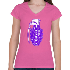 PRINTFASHION Lila gránát - Női V-nyakú póló - Rózsaszín