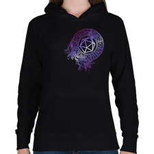 PRINTFASHION Lila Mágikus Kör - Női kapucnis pulóver - Fekete női pulóver, kardigán