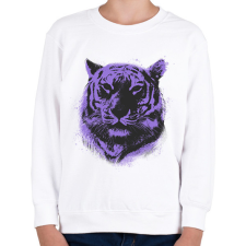 PRINTFASHION Lila tigris - Gyerek pulóver - Fehér gyerek pulóver, kardigán
