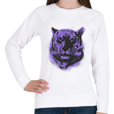 PRINTFASHION Lila tigris - Női pulóver - Fehér női pulóver, kardigán