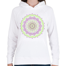 PRINTFASHION Lila-zöld mandala - Női kapucnis pulóver - Fehér