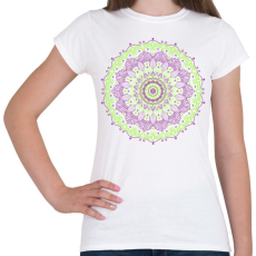 PRINTFASHION Lila-zöld mandala - Női póló - Fehér