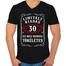 PRINTFASHION Limitált kiadás - 30 éves - Férfi V-nyakú póló - Fekete férfi póló