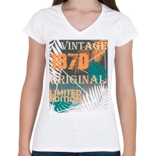 PRINTFASHION limited 1970 - Női V-nyakú póló - Fehér női póló