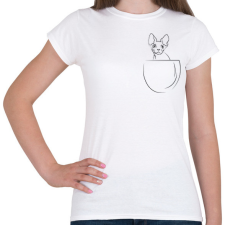 PRINTFASHION Line cat in the pocket - Női póló - Fehér női póló