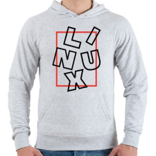 PRINTFASHION Linux box black - Férfi kapucnis pulóver - Sport szürke férfi pulóver, kardigán