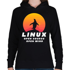 PRINTFASHION Linux - open source - Női kapucnis pulóver - Fekete
