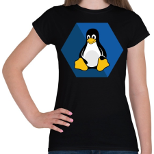 PRINTFASHION Linux Tux - Női póló - Fekete női póló