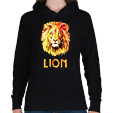 PRINTFASHION LION FACE - Női kapucnis pulóver - Fekete női pulóver, kardigán