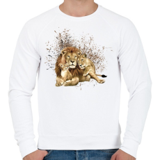 PRINTFASHION LION FAMILY - Férfi pulóver - Fehér