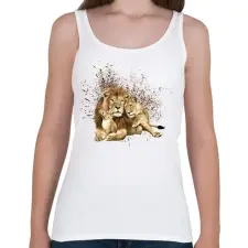 PRINTFASHION LION FAMILY - Női atléta - Fehér női trikó