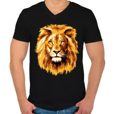 PRINTFASHION Lion - Férfi V-nyakú póló - Fekete férfi póló