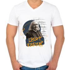 PRINTFASHION Liszt Ferenc - Férfi V-nyakú póló - Fehér férfi póló