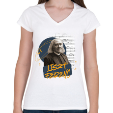 PRINTFASHION Liszt Ferenc - Női V-nyakú póló - Fehér