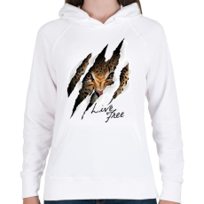 PRINTFASHION Live free - Női kapucnis pulóver - Fehér