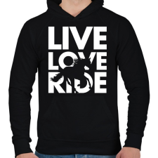 PRINTFASHION Live Love Ride - Férfi kapucnis pulóver - Fekete férfi pulóver, kardigán