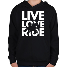 PRINTFASHION Live Love Ride - Gyerek kapucnis pulóver - Fekete gyerek pulóver, kardigán