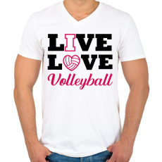 PRINTFASHION Live, Love, Volleyball - Férfi V-nyakú póló - Fehér