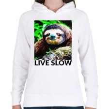 PRINTFASHION Live Slow - Női kapucnis pulóver - Fehér női pulóver, kardigán