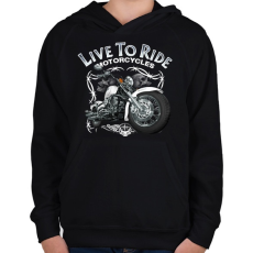 PRINTFASHION LIVE TO RIDE - Gyerek kapucnis pulóver - Fekete