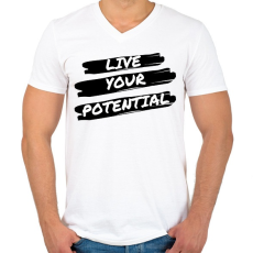 PRINTFASHION Live your Potential - Férfi V-nyakú póló - Fehér