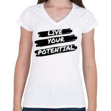 PRINTFASHION Live your Potential - Női V-nyakú póló - Fehér női póló